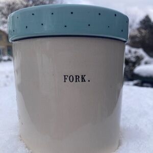 Rae Dunn Fork Canister